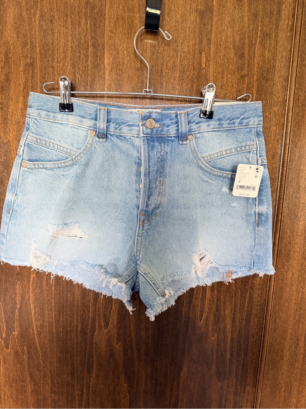 We The Free Light Blue Distressed Denim Cutoff Shorts